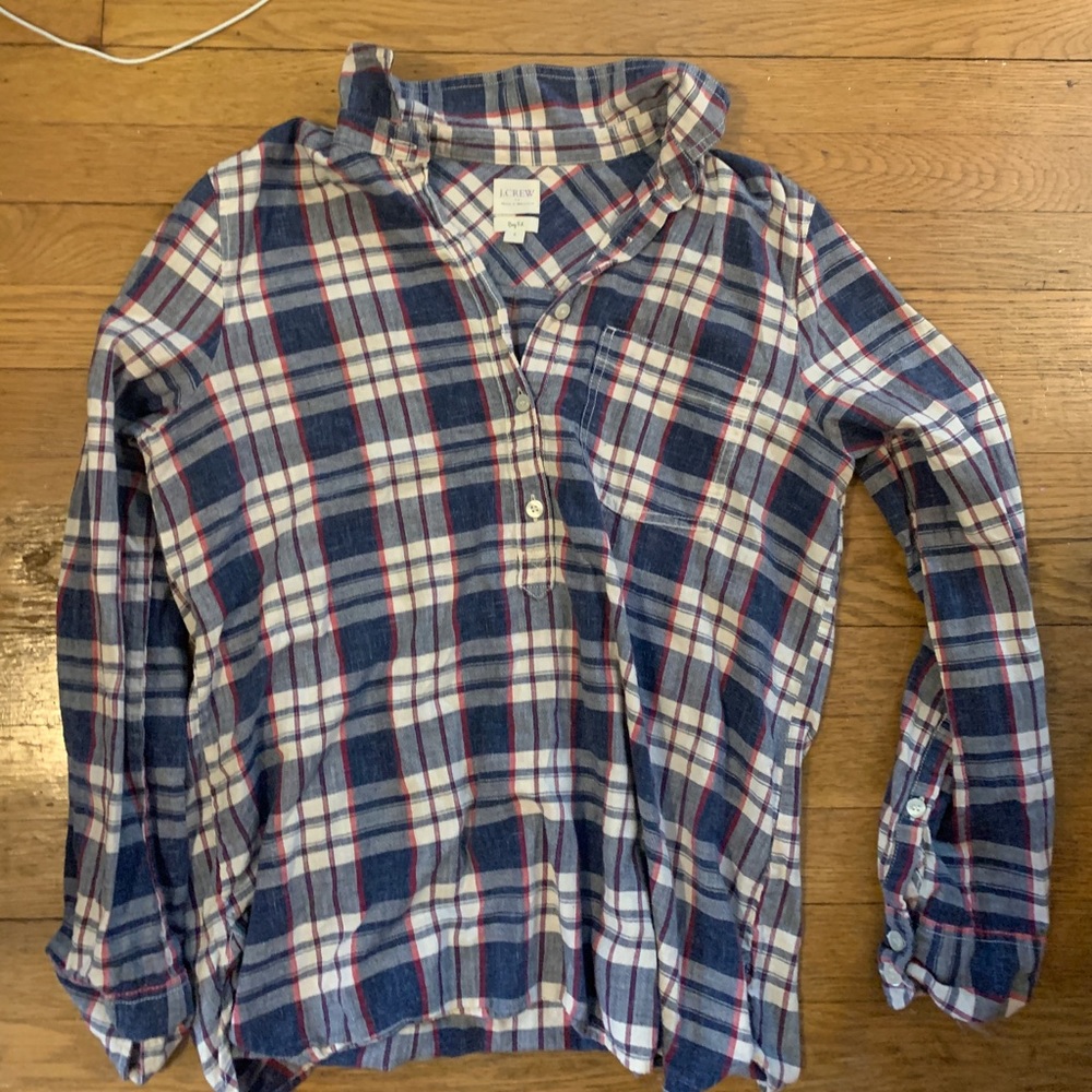Jcrew flannel with half buttons